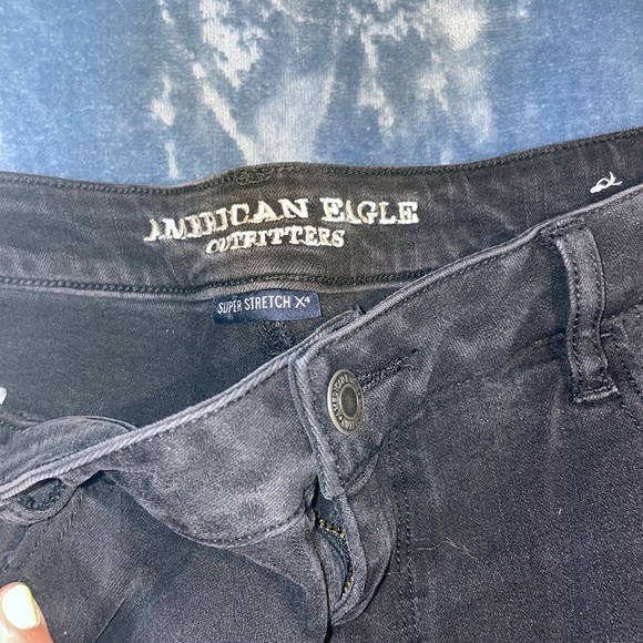 American eagle black jeans with ties at bottom - Picture 3 of 3